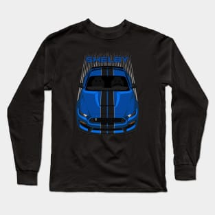 Ford Mustang Shelby GT350 2015 - 2020 - Velocity Blue - Black Stripes Long Sleeve T-Shirt